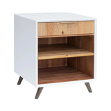 Two-Tone White Reclaimed Solid Wood Frame Casablanca Nightstand Nightstands LOOMLAN By LH Imports