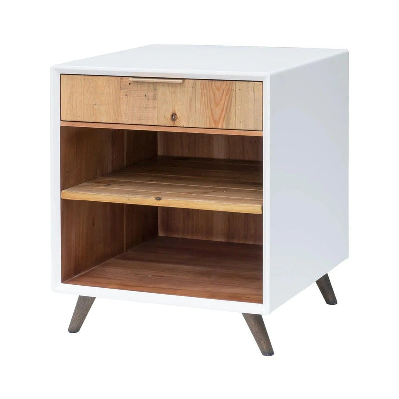 Two-Tone White Reclaimed Solid Wood Frame Casablanca Nightstand Nightstands LOOMLAN By LH Imports