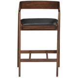 Two Tone Wood and Leather Black Brown Mid-Century Modern Counter Stool Counter Stools LOOMLAN By Moe's Home