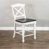 Two Tone Wood Crossback Counter Height Barstool Wood Seat Counter Stools LOOMLAN By Sunny D