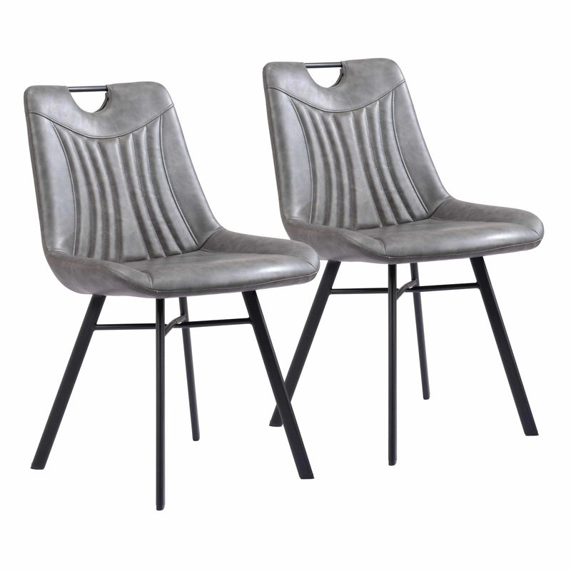 Tyler Dining Chair (Set of 2) Vintage Gray Dining Chairs LOOMLAN By Zuo Modern