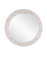 Uma Mother of Pearl and Wood Round Mirror Wall Mirrors LOOMLAN By Currey & Co