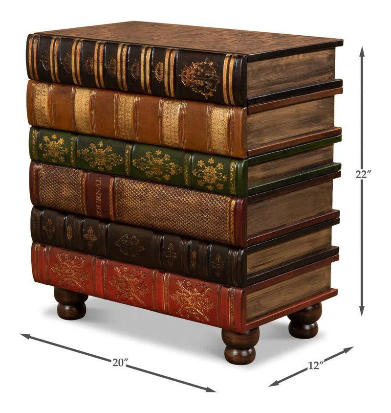 Unique Florentine Books Chairside Side Table Side Tables LOOMLAN By Sarreid