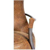 Unique Shape Tan Leather Club Chair Metal Frame Club Chairs LOOMLAN By Moe's Home