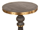 Upturned Goblet Round Side Table Brass and Oak Side Tables LOOMLAN By Sarreid