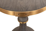 Upturned Goblet Round Side Table Brass and Oak Side Tables LOOMLAN By Sarreid