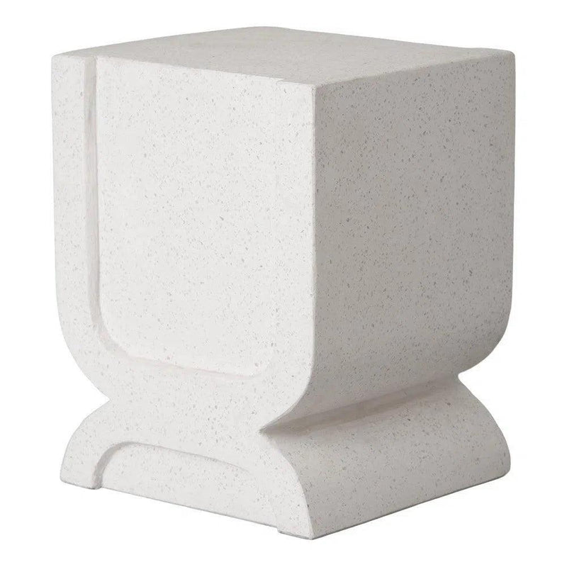 Uri 18 in. Square Terrazzo Garden Stool Outdoor Stools LOOMLAN By Emissary