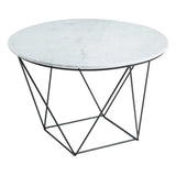 Valencia Marble and Iron White Round Side Table Side Tables LOOMLAN By LH Imports