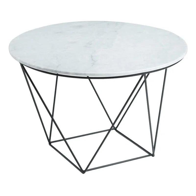 Valencia Marble and Iron White Round Side Table Side Tables LOOMLAN By LH Imports