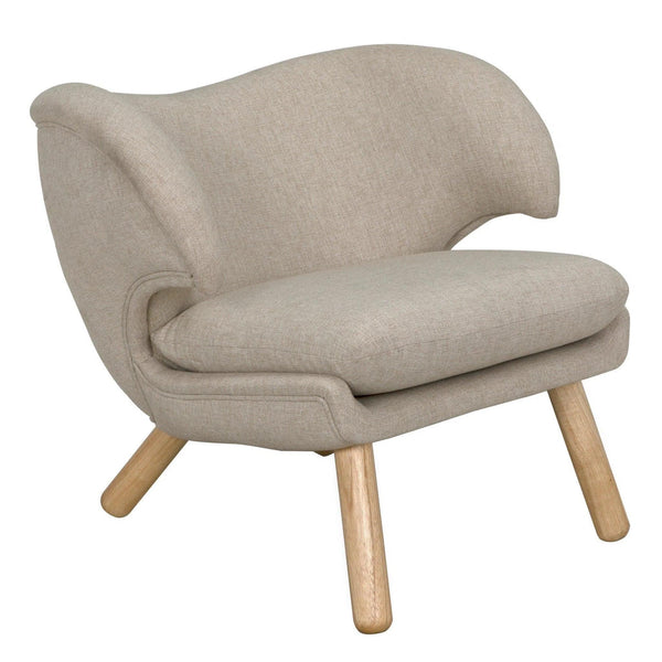 Valerie Wood Armless Chair with Wheat Fabric Club Chairs LOOMLAN By Noir