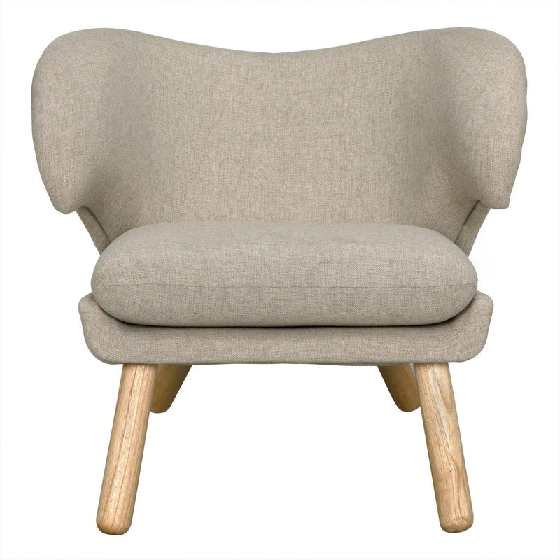 Valerie Wood Armless Chair with Wheat Fabric Club Chairs LOOMLAN By Noir