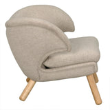 Valerie Wood Armless Chair with Wheat Fabric Club Chairs LOOMLAN By Noir