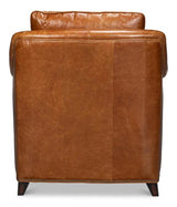 Vandike Wood and Leather Brown Arm Chair Club Chairs LOOMLAN By Sarreid