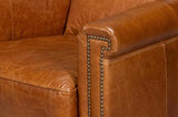 Vandike Wood and Leather Brown Arm Chair Club Chairs LOOMLAN By Sarreid