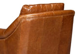 Vandike Wood and Leather Brown Arm Chair Club Chairs LOOMLAN By Sarreid