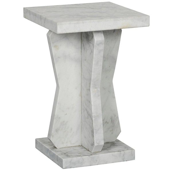 Vasco Marble White Round Side Table Side Tables LOOMLAN By Noir