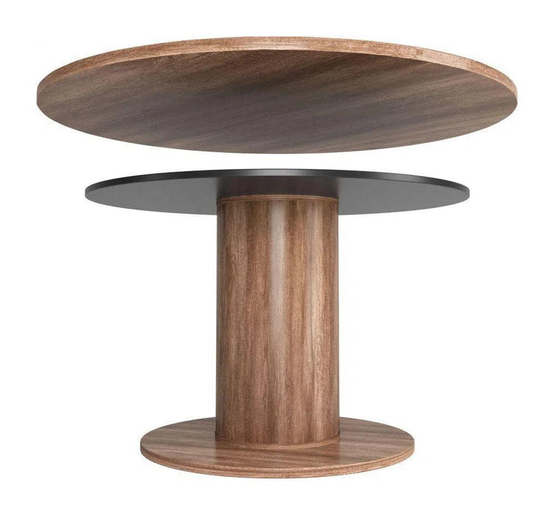 Vault 2 in 1 Wood Brown Round Table Dining Tables LOOMLAN By Zuo Modern