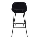 Vegan Leather Black Low Back Bar Height Stool Metal Legs Bar Stools LOOMLAN By Moe's Home