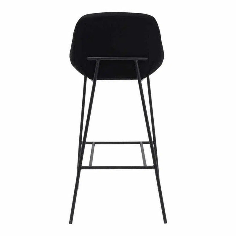 Vegan Leather Black Low Back Bar Height Stool Metal Legs Bar Stools LOOMLAN By Moe's Home