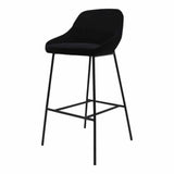 Vegan Leather Black Low Back Bar Height Stool Metal Legs Bar Stools LOOMLAN By Moe's Home