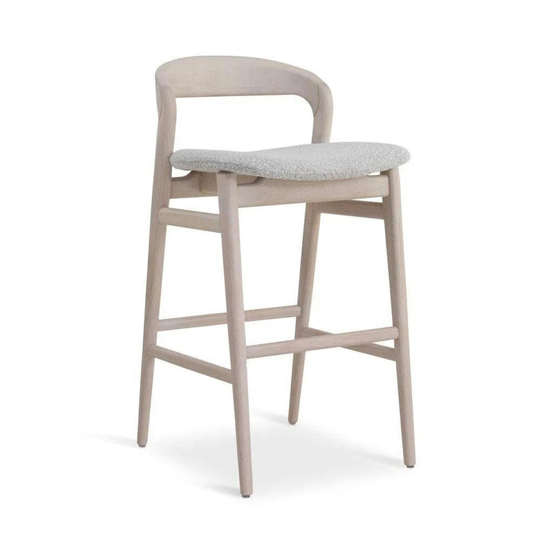 Velma Boucle Upholstered Wooden Bar Stool Bar Stools LOOMLAN By Urbia