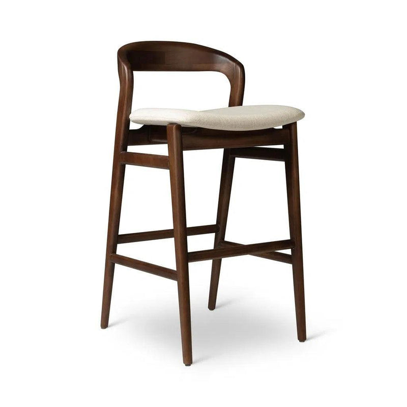 Velma Boucle Upholstered Wooden Counter Stool Counter Stools LOOMLAN By Urbia