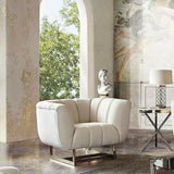 Venus Cream Velvet Barrel Club Chair With Toss Pillow Club Chairs LOOMLAN By Diamond Sofa