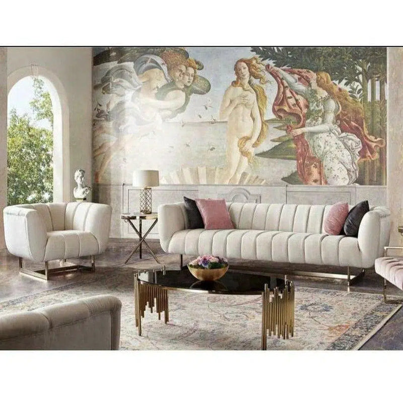 Venus Cream Velvet Barrel Club Chair With Toss Pillow Club Chairs LOOMLAN By Diamond Sofa