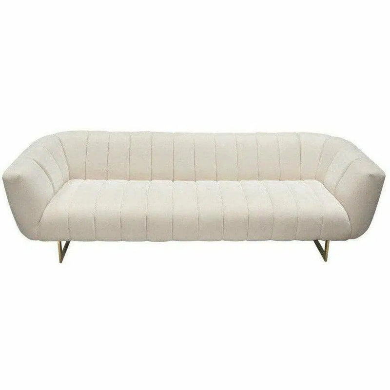 Venus Cream Velvet Sofa With Pink Throw Pillows Sofas & Loveseats LOOMLAN By Diamond Sofa