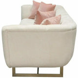 Venus Cream Velvet Sofa With Pink Throw Pillows Sofas & Loveseats LOOMLAN By Diamond Sofa