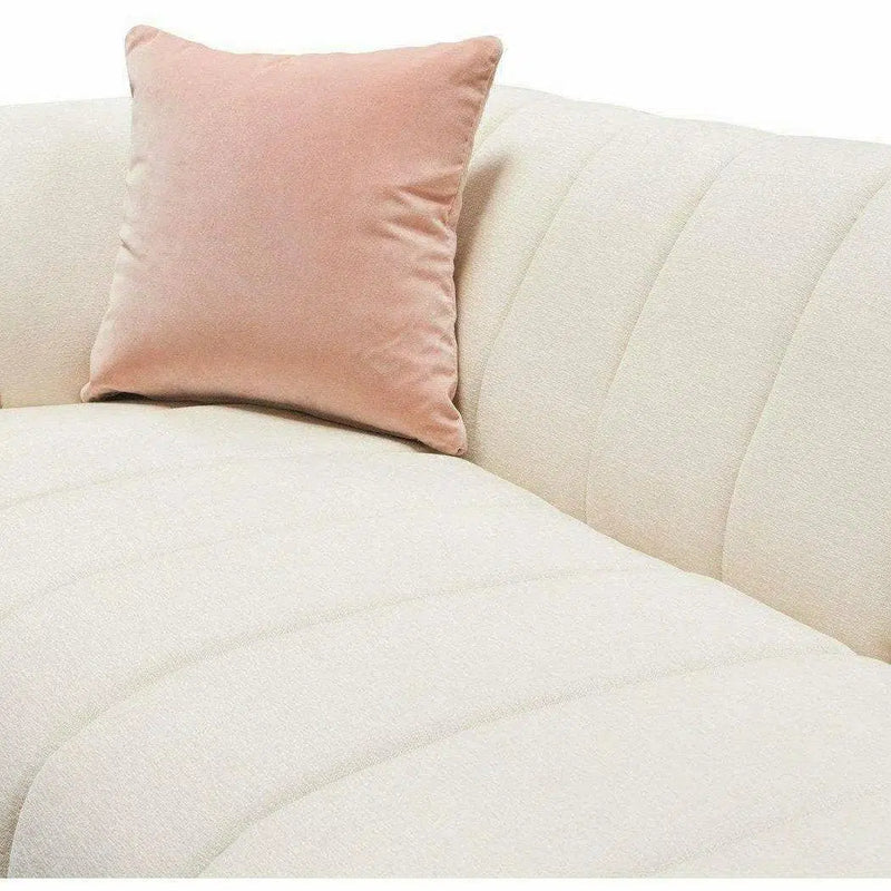 Venus Cream Velvet Sofa With Pink Throw Pillows Sofas & Loveseats LOOMLAN By Diamond Sofa