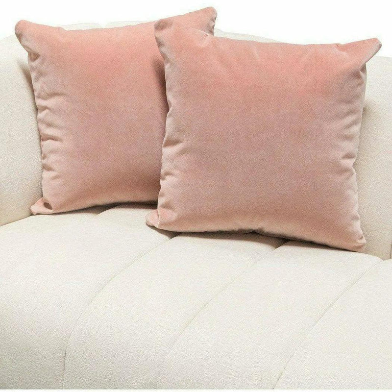 Venus Cream Velvet Sofa With Pink Throw Pillows Sofas & Loveseats LOOMLAN By Diamond Sofa