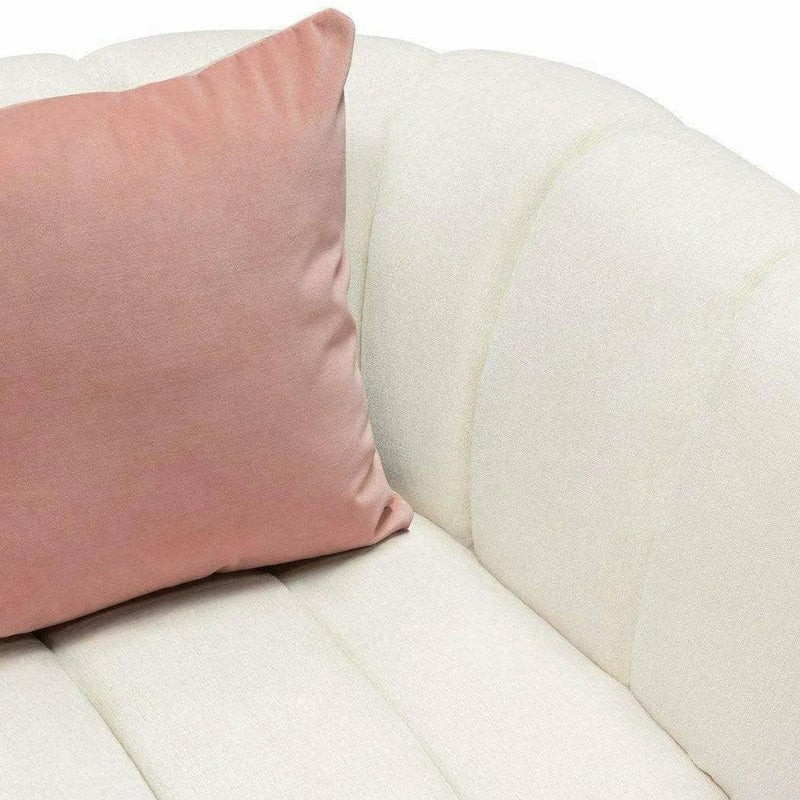 Venus Cream Velvet Sofa With Pink Throw Pillows Sofas & Loveseats LOOMLAN By Diamond Sofa