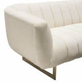 Venus Cream Velvet Sofa With Pink Throw Pillows Sofas & Loveseats LOOMLAN By Diamond Sofa