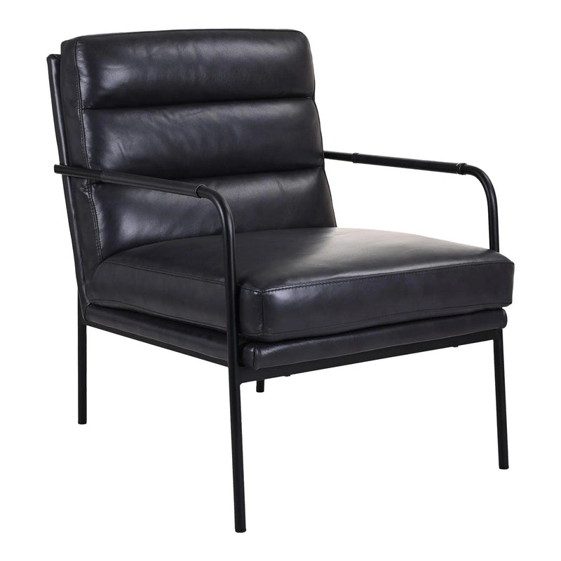 Verlaine Black Leather Armchair Club Chairs LOOMLAN By Moe's Home