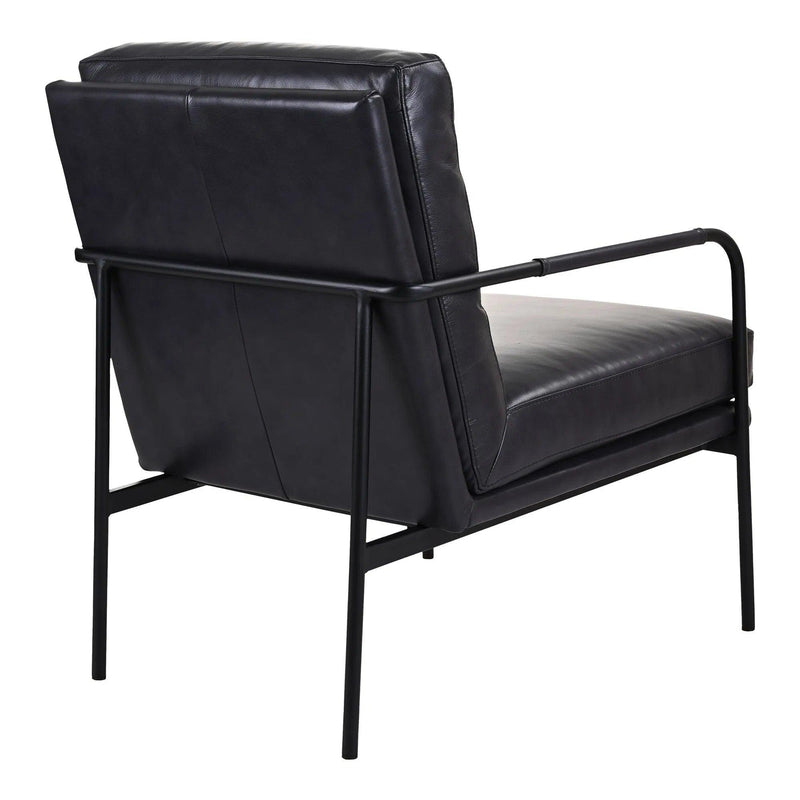 Verlaine Black Leather Armchair Club Chairs LOOMLAN By Moe's Home