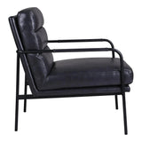 Verlaine Black Leather Armchair Club Chairs LOOMLAN By Moe's Home