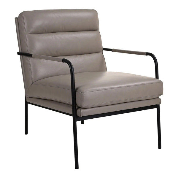 Verlaine Contemporary Grey Leather Chair Accent Chairs LOOMLAN By Moe's Home