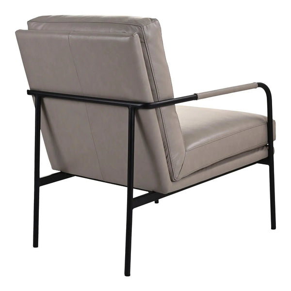 Verlaine Contemporary Grey Leather Chair Accent Chairs LOOMLAN By Moe's Home