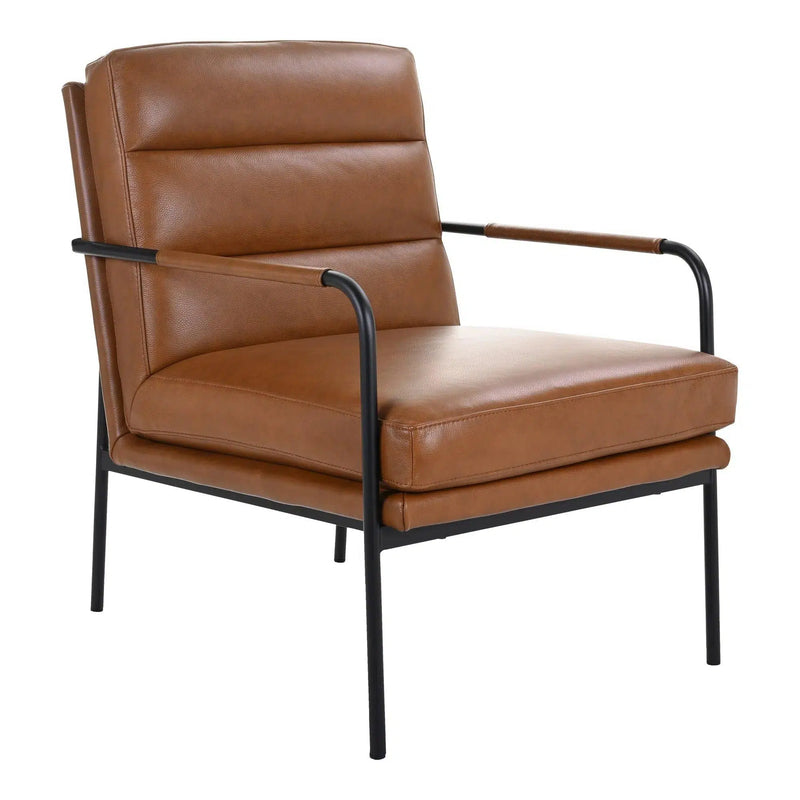 Verlaine Top Grain Brown Leather Living Room Chair Accent Chairs LOOMLAN By Moe's Home