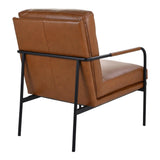 Verlaine Top Grain Brown Leather Living Room Chair Accent Chairs LOOMLAN By Moe's Home