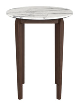 Vernon White Stone and Wood Round Bar Table Bar Tables LOOMLAN By Zuo Modern