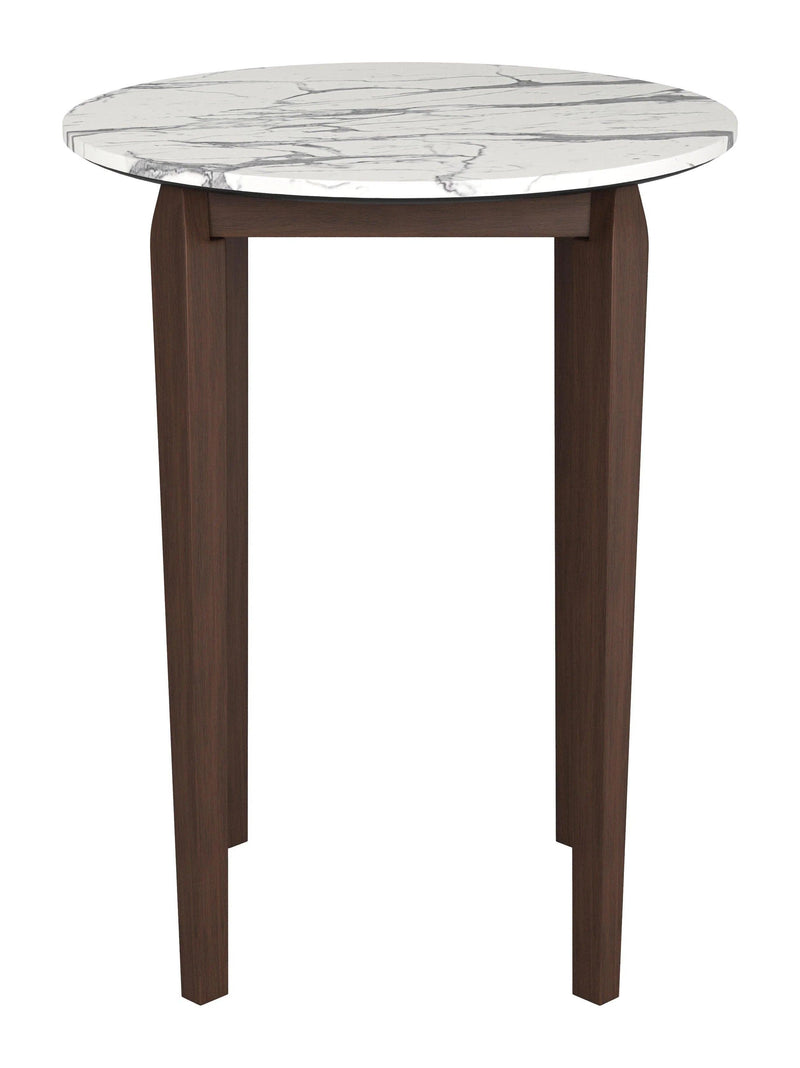 Vernon White Stone and Wood Round Bar Table Bar Tables LOOMLAN By Zuo Modern