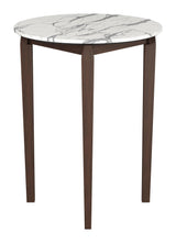 Vernon White Stone and Wood Round Bar Table Bar Tables LOOMLAN By Zuo Modern