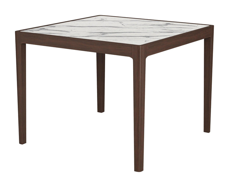 Vernon White Stone and Wood Square Dining Table Dining Tables LOOMLAN By Zuo Modern