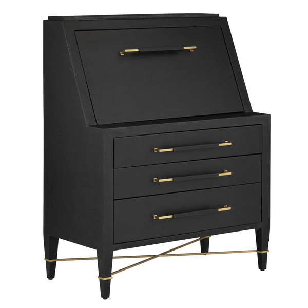 Verona Black Secretary Desk Home Office Desks LOOMLAN By Currey & Co