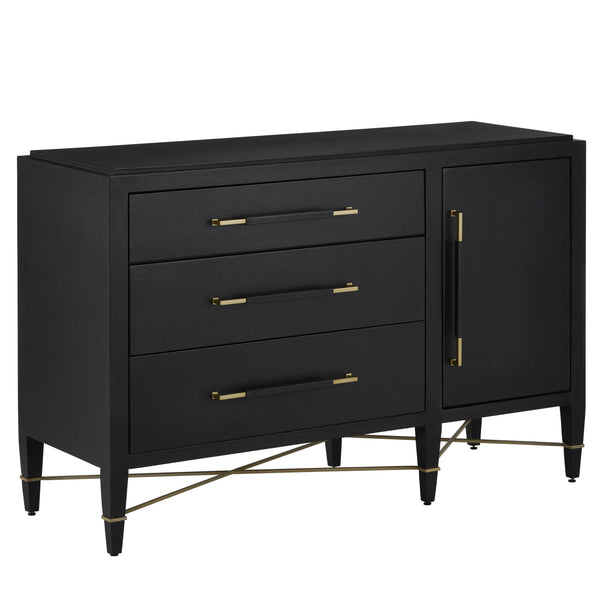 Verona Black Three-Drawer Chest Chests LOOMLAN By Currey & Co