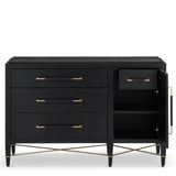 Verona Black Three-Drawer Chest Chests LOOMLAN By Currey & Co