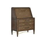 Verona Chanterelle Wood and Metal Brown Secretary Desk Home Office Desks LOOMLAN By Currey & Co