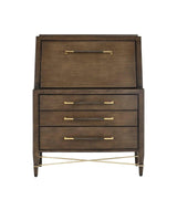 Verona Chanterelle Wood and Metal Brown Secretary Desk Home Office Desks LOOMLAN By Currey & Co